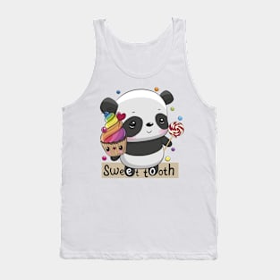 Cartoon Panda with Cake Tank Top